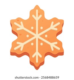 Snowflake shaped gingerbread cookie with glaze icing