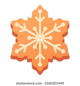 Snowflake shaped gingerbread cookie with icing