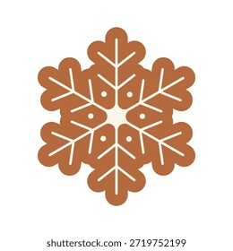Galleta de pan de jengibre con forma de copo de nieve con glaseado.