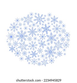 Snowflake shapeless cloud simple Christmas holiday celebration decor vector illustration, winter concept template for greeting card, invitation, poster, banner design