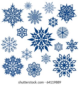 Snowflake shapes collection isolated on white.