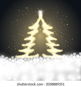 Snowflake and shining Christmas tree
