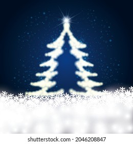 Copo de nieve y árbol de Navidad brillante