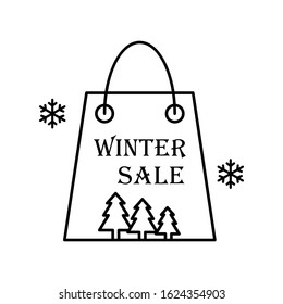 Snowflake shopping bag icon. Simple line, outline vector elements of winter sale icons for ui and ux, website or mobile application