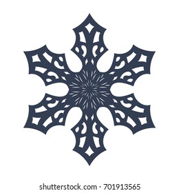 Snowflake sign. Black Snowflake icon isolated on white background. Snow flake silhouette. Symbol of snow, holiday, cold weather, frost. Winter design element Vector illustration