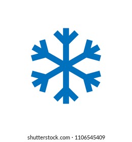Snowflake sign. Blue Snowflake icon isolated on white background. Snow flake silhouette. Symbol of snow, holiday, cold weather, frost. Winter design element Vector illustration