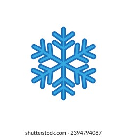 Snowflake sign. Blue Snowflake icon isolated on white background. Snow flake silhouette. Symbol of snow, holiday, cold weather, frost. Winter design element Vector illustration