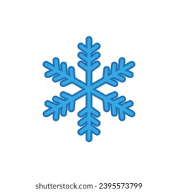 Snowflake sign. Blue Snowflake icon isolated on white background. Snow flake silhouette. Symbol of snow, holiday, cold weather, frost. Winter design element Vector illustration