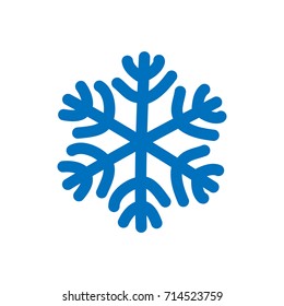 Snowflake sign. Blue Snowflake icon isolated on white background. Snow flake silhouette. Symbol of snow, holiday, cold weather, frost. Winter design element Vector illustration