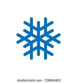 Snowflake sign. Blue Snowflake icon isolated on white background. Snow flake silhouette. Symbol of snow, holiday, cold weather, frost. Winter design element Vector illustration