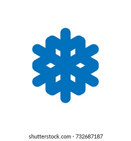 Snowflake sign. Blue Snowflake icon isolated on white background. Snow flake silhouette. Symbol of snow, holiday, cold weather, frost. Winter design element Vector illustration