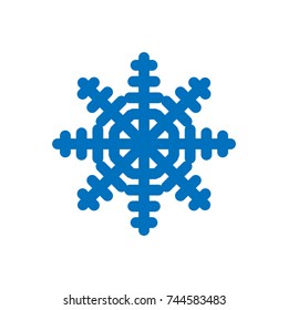 Snowflake sign. Blue Snowflake icon isolated on white background. Snow flake silhouette. Symbol of snow, holiday. Winter design element Vector illustration