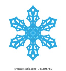 Snowflake sign. Blue Snowflake icon isolated on white background. Snow flake silhouette. Symbol of snow, holiday. Winter design element Vector illustration