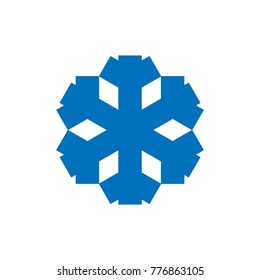 Snowflake sign. Blue Snowflake icon isolated on white background. Snow flake silhouette. Symbol of snow, holiday, cold weather, frost. Winter design element Vector illustration