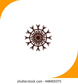 Snowflake sign. Brown icon on white background