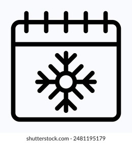 Schneeflocken-Symbol für Kalender. Vektorgrafik Winterkalender Symbol. Symbol für lineare Vektorgrafik.