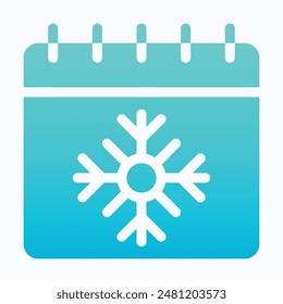 Snowflake Sign Calendar Icon. Vector Winter Calendar Icon. Isolated Gradient Vector Icon.