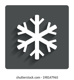 Snowflake sign icon. Air conditioning symbol. Gray flat button with shadow. Modern UI website navigation. Vector