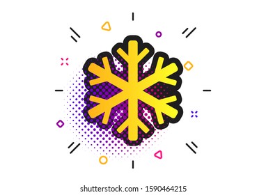 Snowflake sign icon. Halftone dots pattern. Air conditioning symbol. Classic flat snowflake icon. Vector