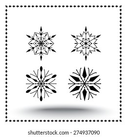 Snowflake sign icons, vector illustration. Flat design style