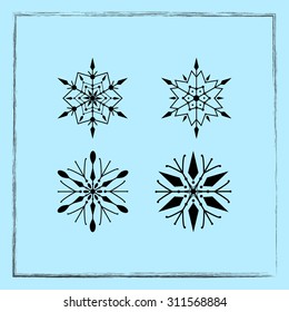 Snowflake sign icons, vector illustration. Flat design style