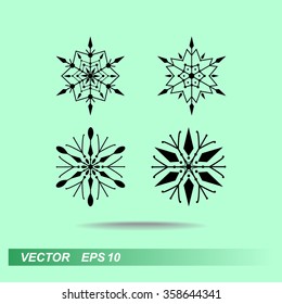 Snowflake sign icons, vector illustration. Flat design style