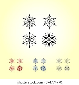 Snowflake sign icons, vector illustration. Flat design style