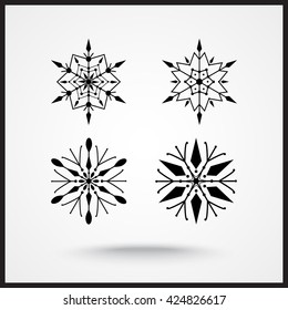 Snowflake sign icons, vector illustration. Flat design style