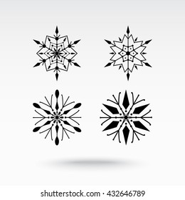 Snowflake sign icons, vector illustration. Flat design style