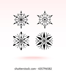 Snowflake sign icons, vector illustration. Flat design style