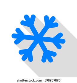 Snowflake sign illustration. Vector. Azure icon with flat style shadow path on white background.