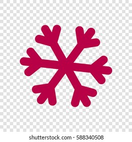 Snowflake sign illustration. Vector. Bordo icon on transparent background.