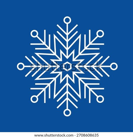 snowflake sign symbol , winter sign symbol , X-mas holiday festival sign symbol decoration vector in blue background triangle shape with white lines