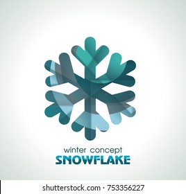 Snowflake sign, vector symbol of Winter, Christmas and New Year