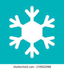 Snowflake sign. White Snowflake icon isolated on blue background.