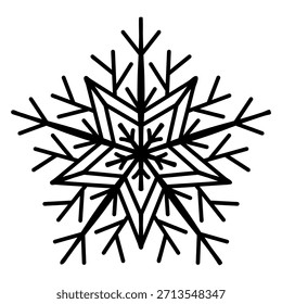 Schneeflocke Silhouette. ClipArt, Vektorbild einzeln auf weißem Hintergrund. Grafisches Element für Design. 