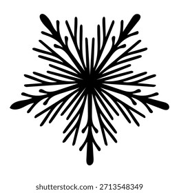 Snowflake silhouette. Clip art, vector image isolated on a white background. Graphic element for design. Tattoo, stamp