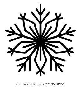 Snowflake silhouette. Clip art, vector image isolated on a white background. Graphic element for design. line art style