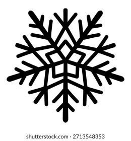 Snowflake silhouette. Clip art, vector image isolated on a white background. Graphic element for design. line art style