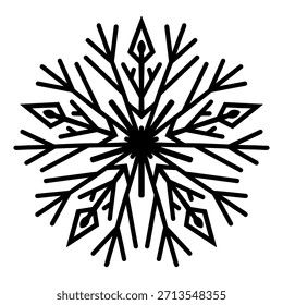 Snowflake silhouette. Clip art, vector image isolated on a white background. Graphic element for design. 