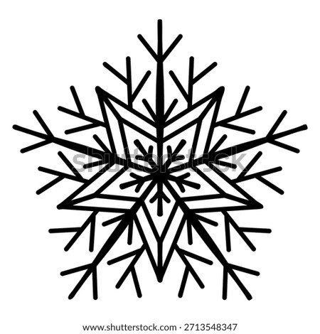 Snowflake silhouette. Clip art, vector image isolated on a white background. Graphic element for design. 