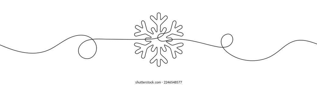 Silueta de copo de nieve con estilo de dibujo en línea continua. Imagen de la línea del icono del copo de nieve. Ilustración vectorial. Antecedentes abstractos