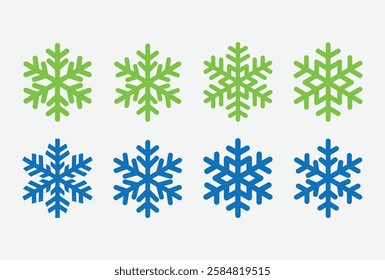 Snowflake Silhouette Icon Set. Elegant Snowflake Icon Pack. Clean Snowflake Symbol Set. Simple Snowflake Silhouettes.