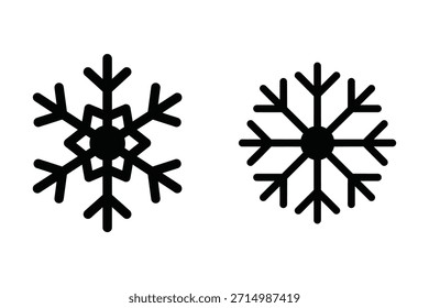 Snowflake Silhouette Icon Set Winter Black and White Vector
