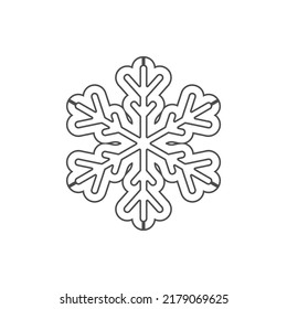 Snowflake silhouette icon. Snow flake stencil blueprint