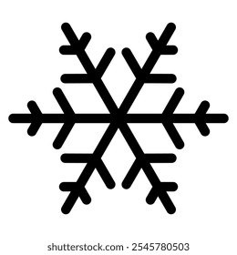 Forma del icono de la silueta del copo de nieve, Ilustración vectorial blanca y negra del copo de nieve, aislada en el fondo blanco
