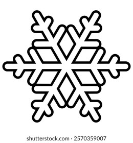 snowflake silhouette symbol icon shape, black and white vector illustration of snow flake, isolated on white background