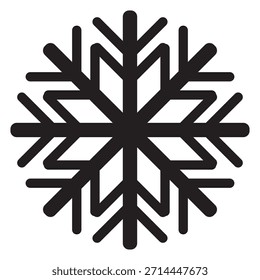 Snowflake Silhouette Vector – Geometric Black Winter Icon with Six-Branch Symmetry