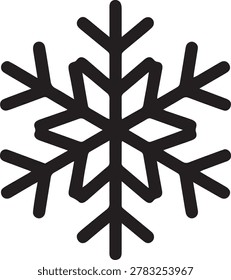 Snowflake silhouette vector icon, black solid ice crystal symbol for Christmas winter holiday, frozen weather forecast, and cold climate design.