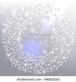 Snowflake silver Mandala on blue background/